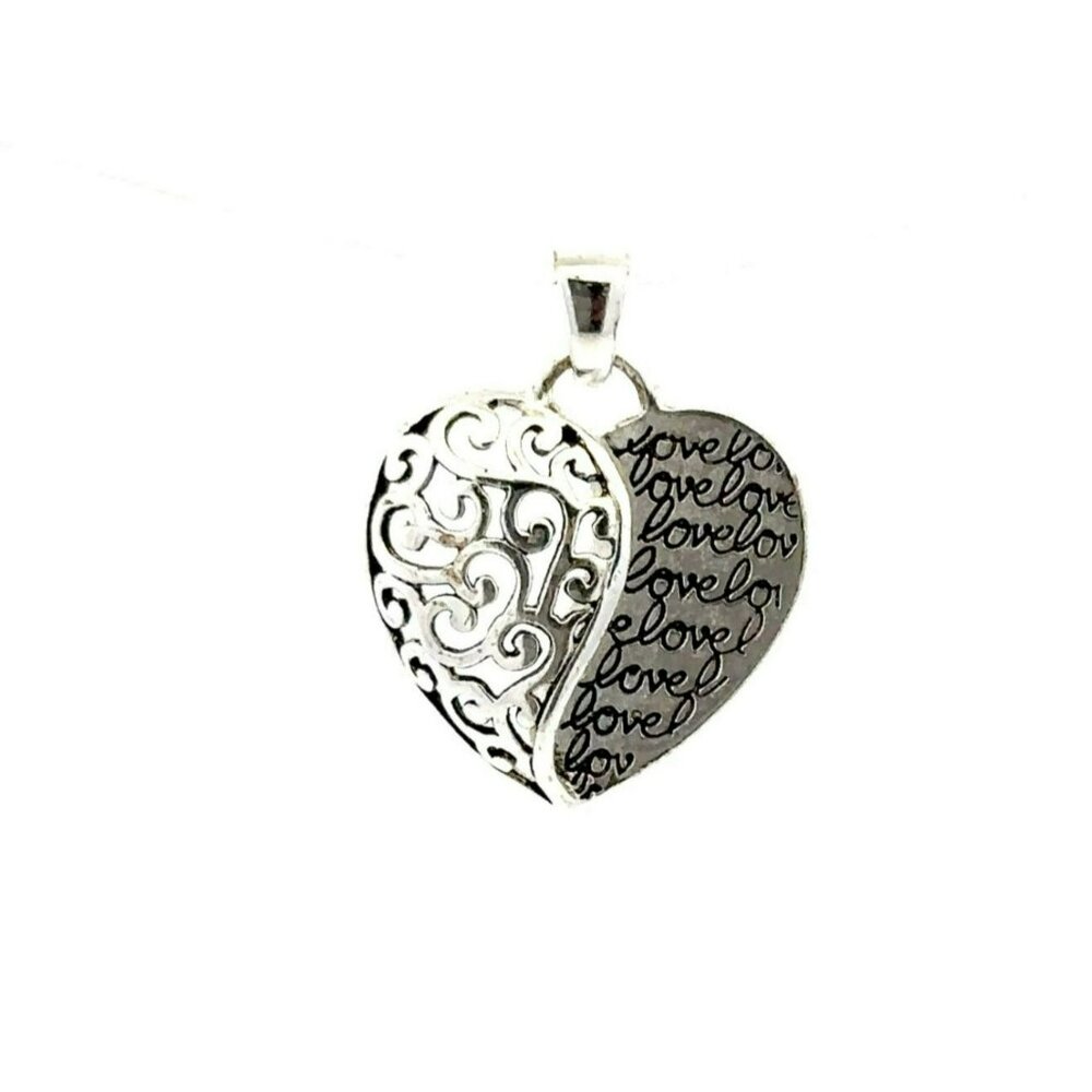 Estate Sterling Silver Mother &‎ Son Open Heart Love Pendant! 116